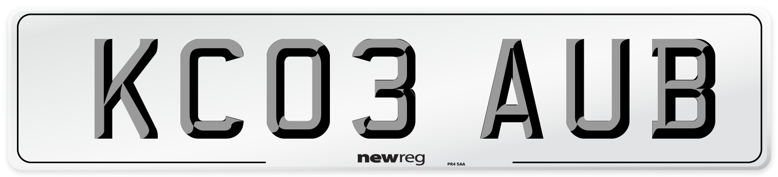 KC03 AUB Number Plate from New Reg